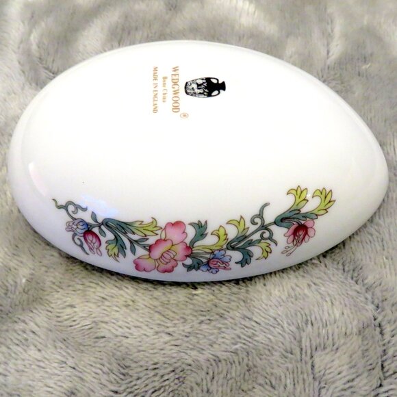 Wedgwood Kutani Crane Small Egg Shape Lidded China Trinket Dish Made in England - Picture 14 of 16